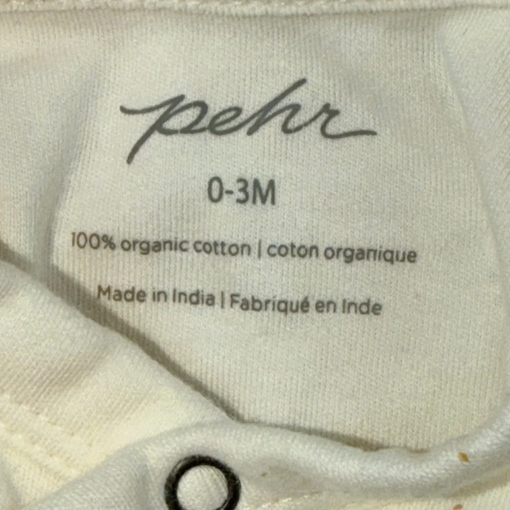 Pehr Organic Cotton Celestial Star Moon Kimono Long Sleeve Bodysuit 0-3M Cream